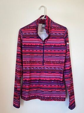 Nike Pink & Purple Patterned Half-Zip Athletic Top